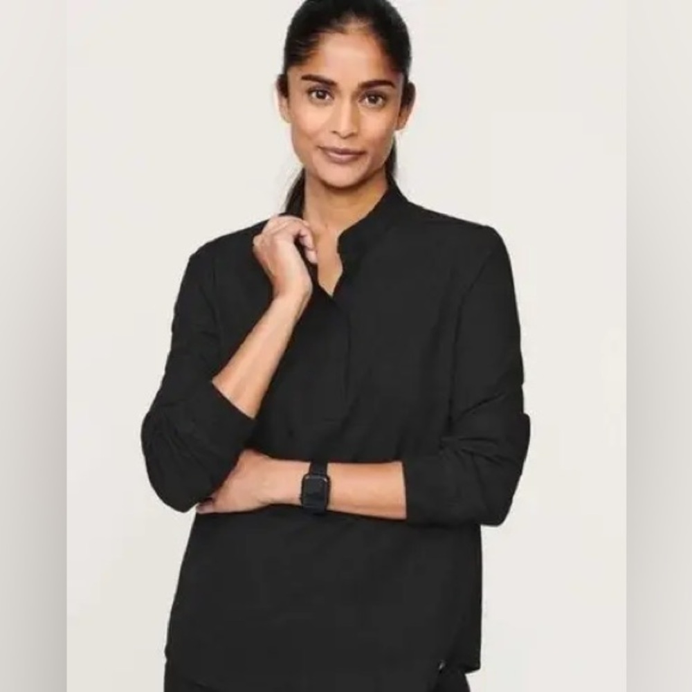 RARE Figs Rafaela Remix Long Sleeve Scrub Top - Black, Medium